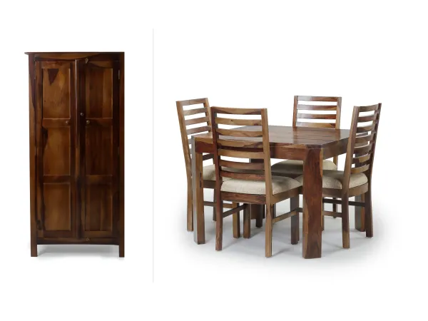 Alexa Dining + Belle Wardrobe Combo 4 Seater